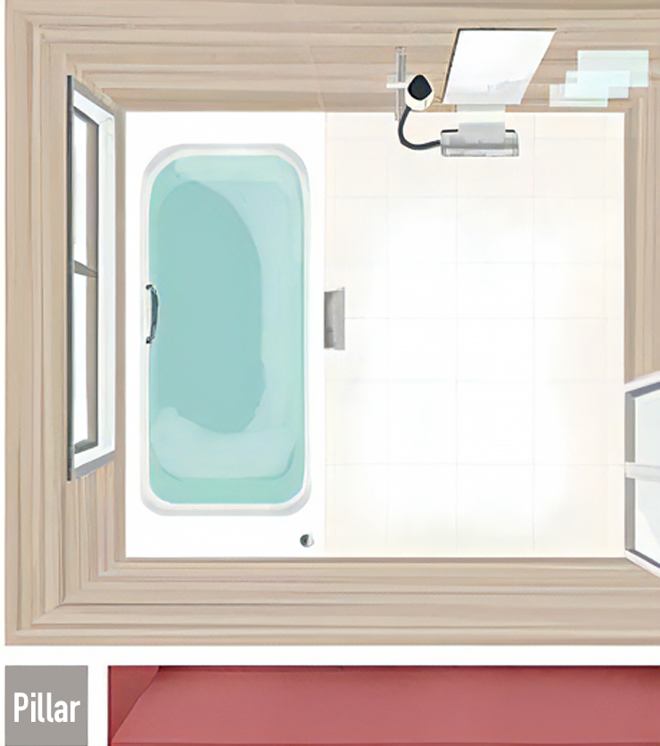 Bathroom with pillars