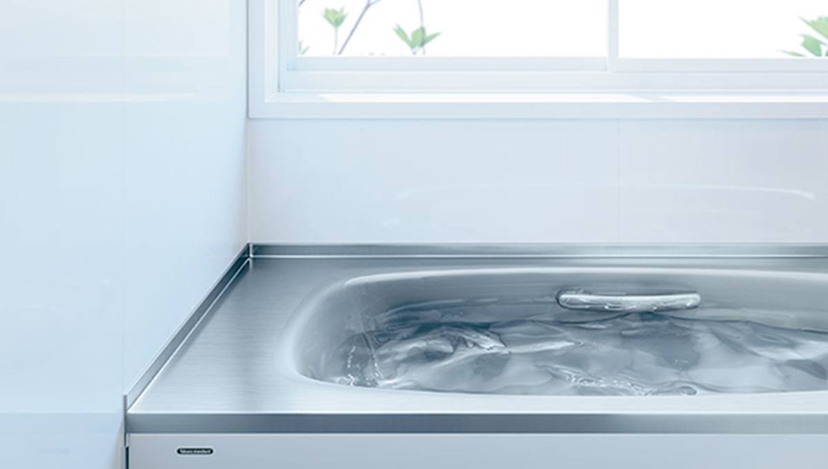 A stainless steel bathtub offering excellent durability and heat retention