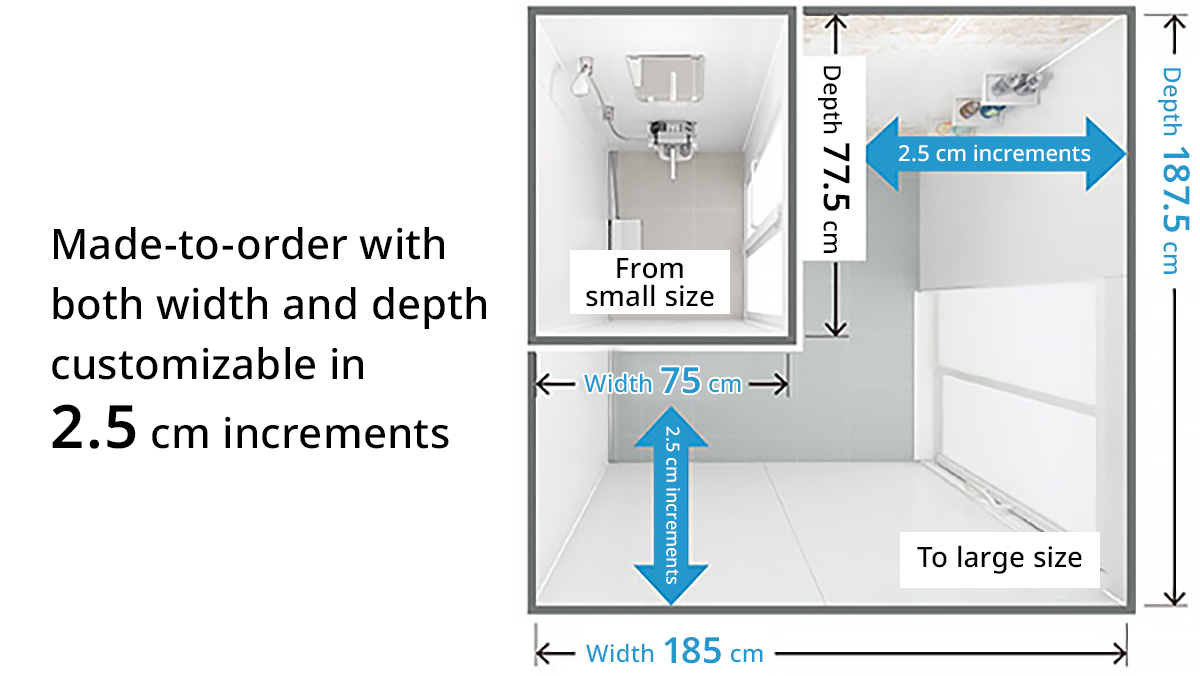 Customizable in 2.5 cm increments