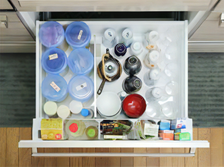 Three-level drawers (middle)