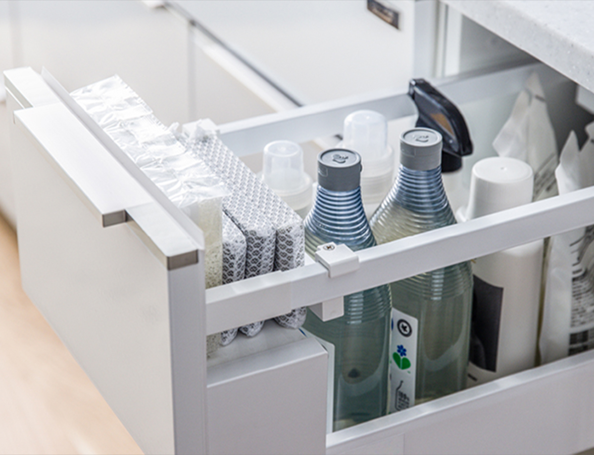 Storage space for cleaning goods