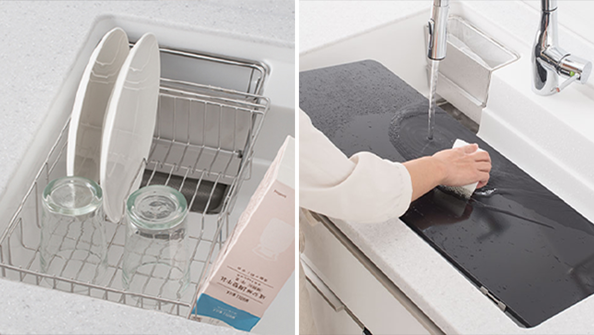 Even with a drying rack, the sink is still spacious