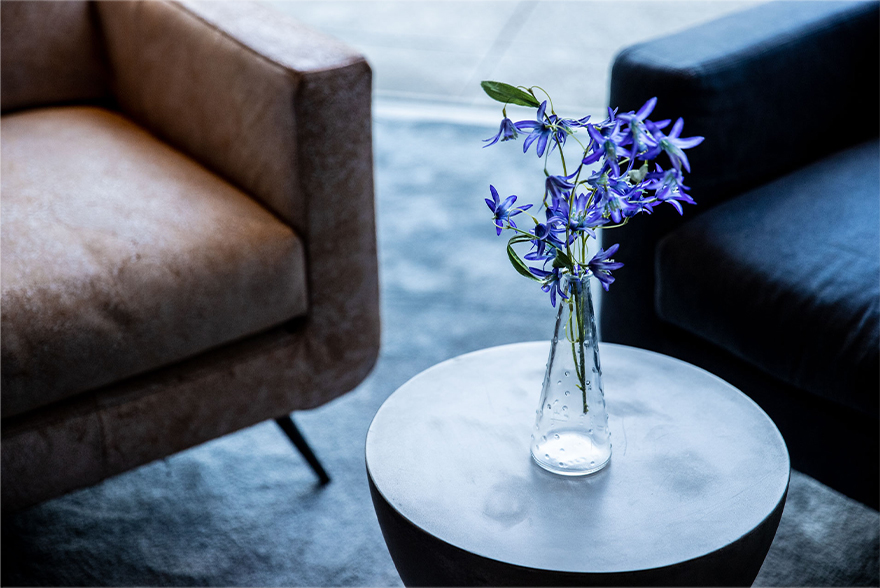 Metal with a stately, aged look creates a sophisticated mood