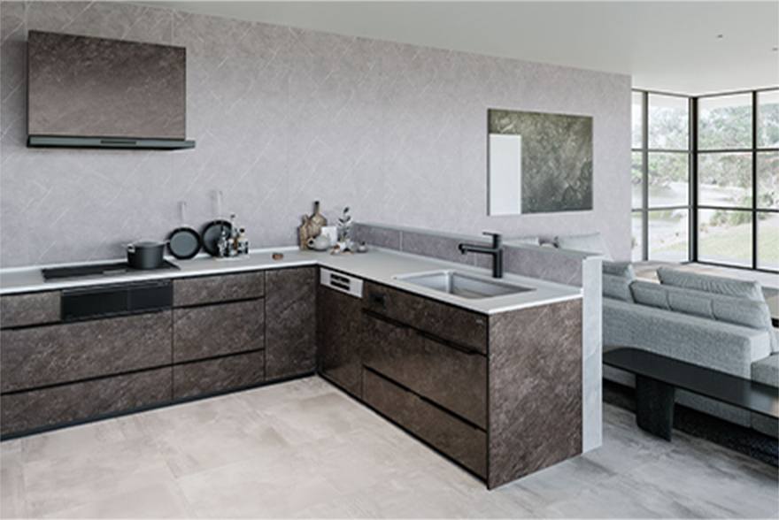 Metal with a stately, aged look creates a sophisticated mood