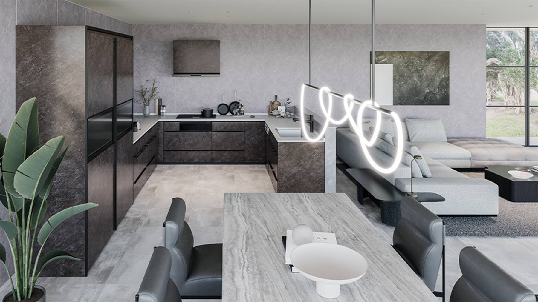 Metal with a stately, aged look creates a sophisticated mood