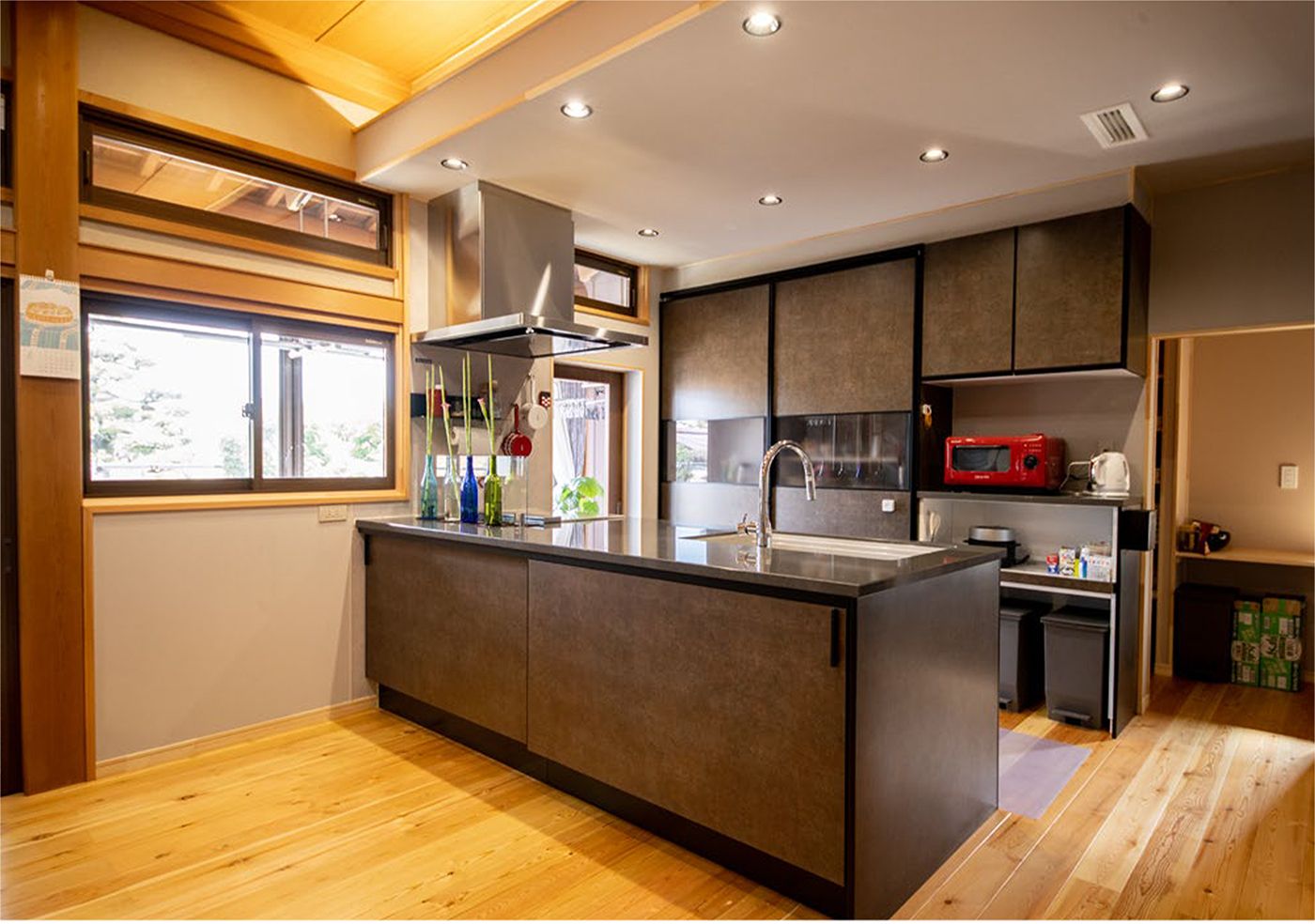 Matte-finish kitchen matches the home’s interior