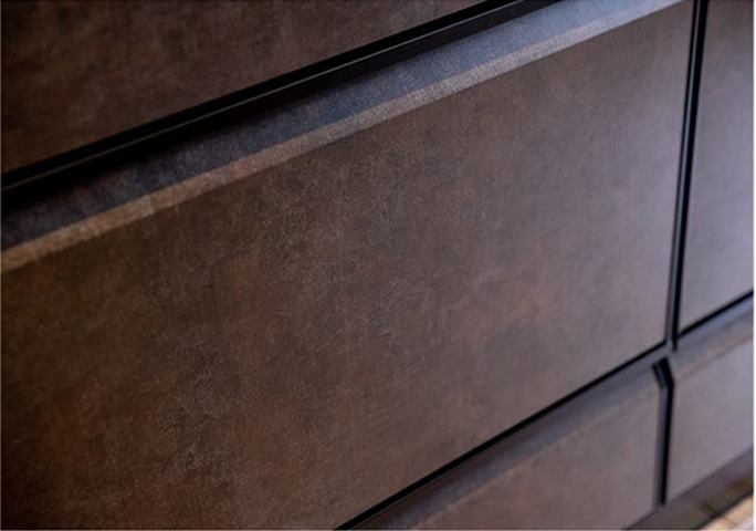 Matte-finish kitchen matches the home’s interior