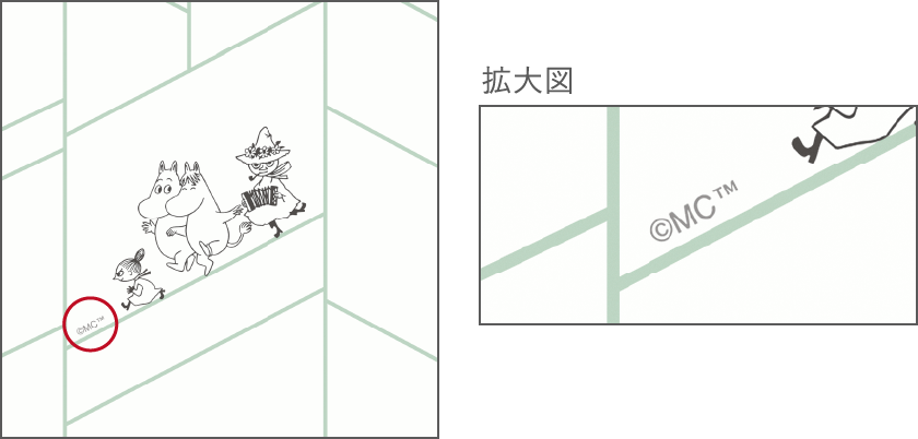 1.ライセンサーとの契約上、柄の中に著作権表示（コピーライト）「©️MC™」が入っています。