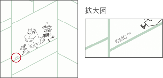 1.ライセンサーとの契約上、柄の中に著作権表示（コピーライト）「©️MC™」が入っています。