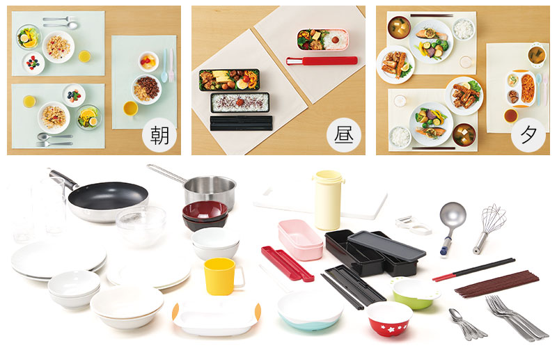 例えば、夫婦2人と幼児1人で、朝・昼・夕の3食分の食器と調理器具をまとめて洗うことができます